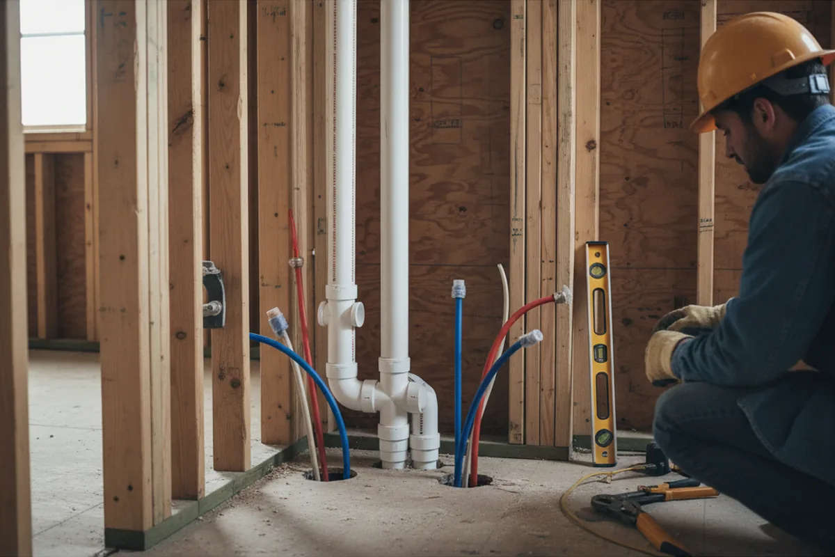 Drain and supply rough-in during Sump Pump Repair in Niwot