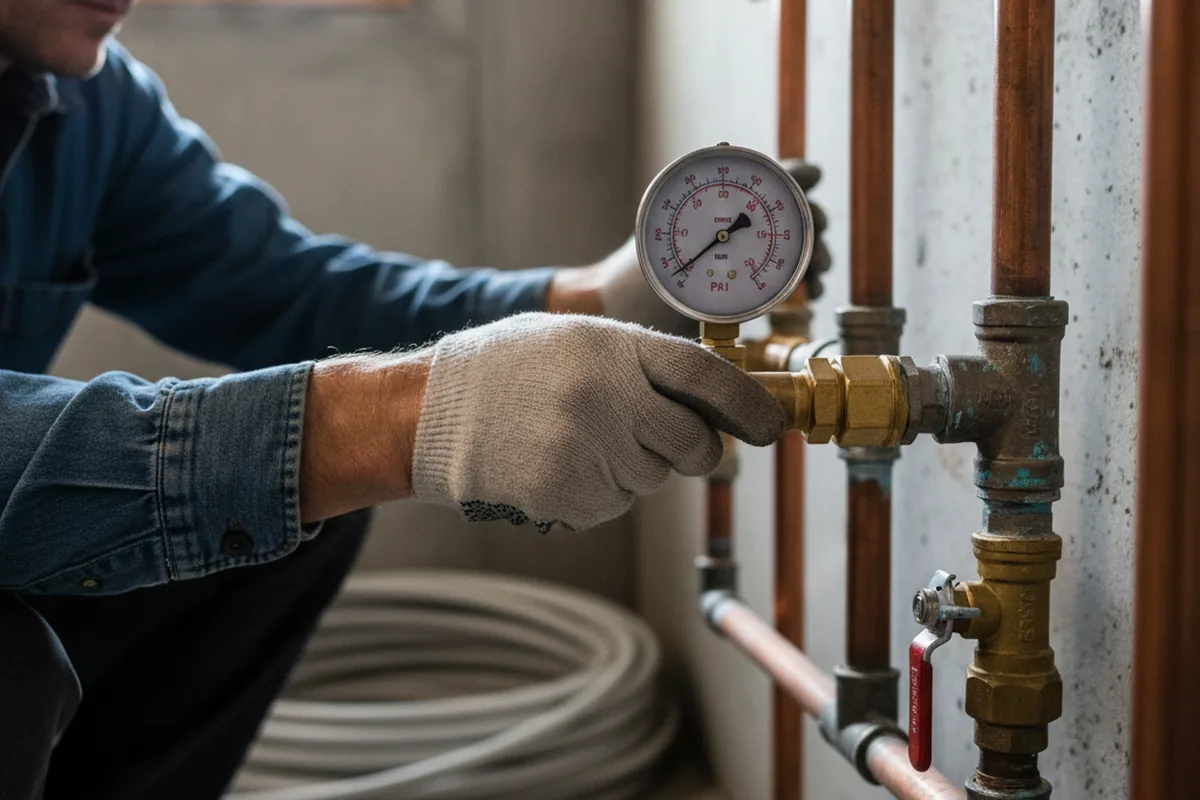 Pressure testing a repaired line during Water Line Repair in Niwot